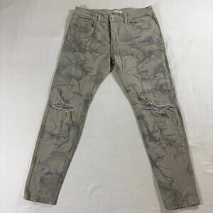 Mens Distressed Skinny Jean Zara 34 Fits Like 32 X 28Gray Tie Dye Button Fly Y2K